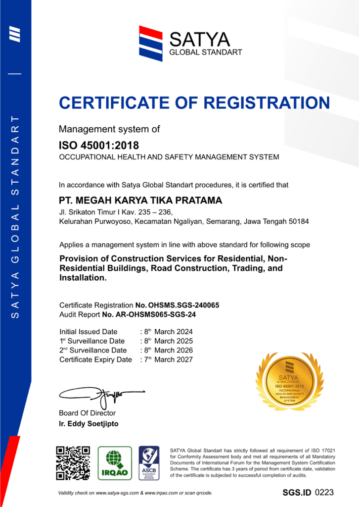 Sertifikat ISO 45001:2018 PT Megah Karya Tika Pratama