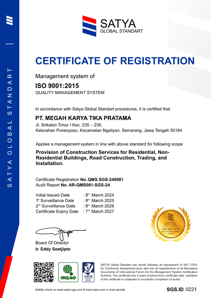 Sertifikat ISO 9001:2015 PT Megah Karya Tika Pratama