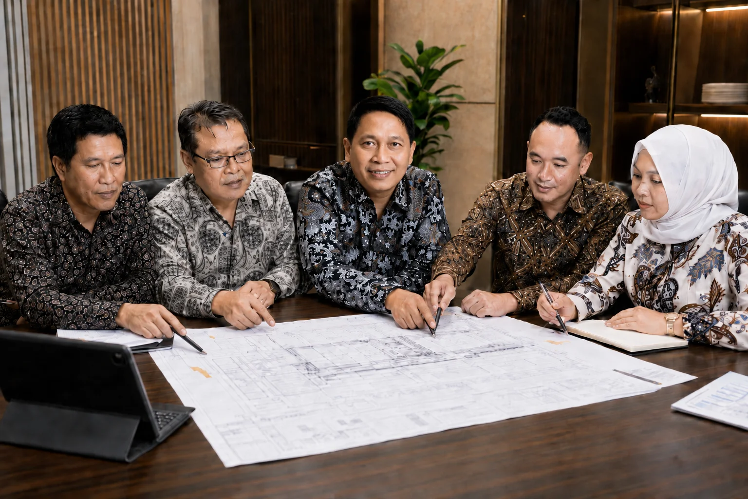 Tim PT Megah Karya Tika Pratama dalam rapat proyek